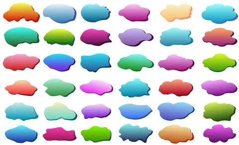 Set of colorful paint splashes with gradient. Collection of abstract liquid. Stock Illustration