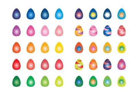 The set of colorful painted Easter eggs with ornaments. Happy Easter. Stock Illustration