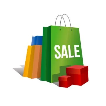 Set of colorful paper shopping bags with word 'Sale' Stock Illustration