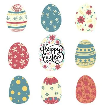 Set of colorful pattern Easter egg flat vector イラスト素材