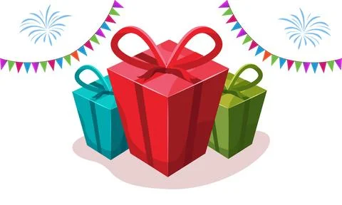 Set of colorful perspective gift boxes vector Stock Illustration
