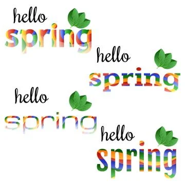 Set of colorful phrases Hello Spring Stock-Illustration