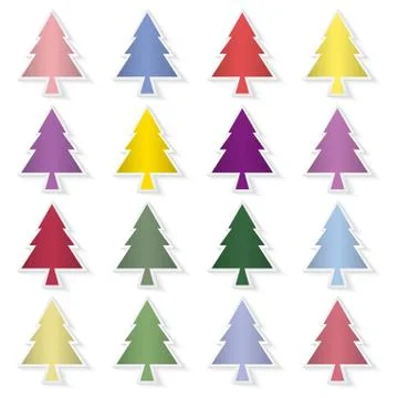 Set of colorful pine trees, pine trees background. Stock Illustration