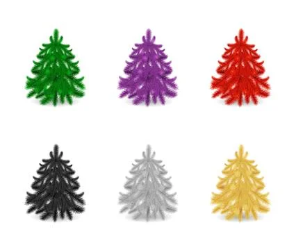 Set of colorful pines. Stock Illustration