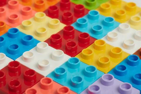 Set of colorful plastic bricks Stock Photos
