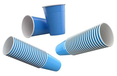 Set of colorful plastic cups isolated on white background, concept of party.. Stock Illustration