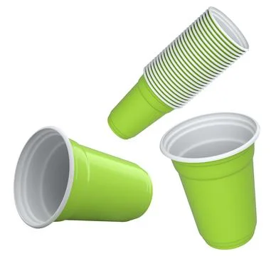 Set of colorful plastic cups isolated on white background, concept of party s Stock Illustration