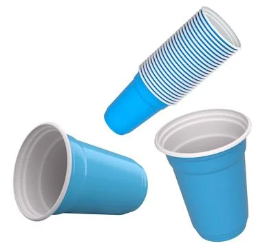 Set of colorful plastic cups isolated on white background, concept of party s Stock Illustration