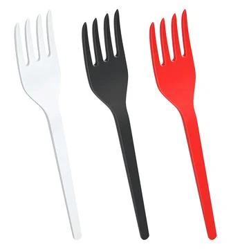 Set of colorful plastic forks isolated on a white background, symbolizing d.. Stock Illustration