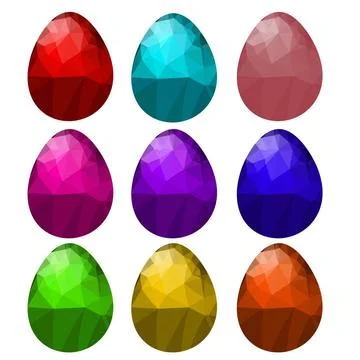 Set of Colorful Polygonal Easter Eggs Set of Colorful Polygonal Easter Egg... Stock Photos