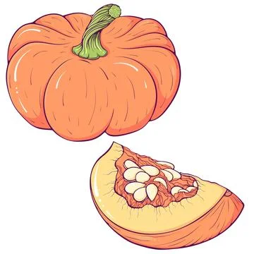 Set of colorful pumpkins Stock Illustration