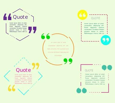 Set of colorful quote frames. Speech bubbles with quotation marks.  Blog po.. Stock Illustration
