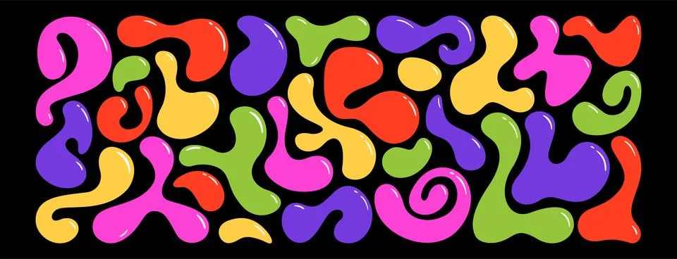 Set of colorful random irregular blobs in liquid organic abstract shapes Stock Illustration