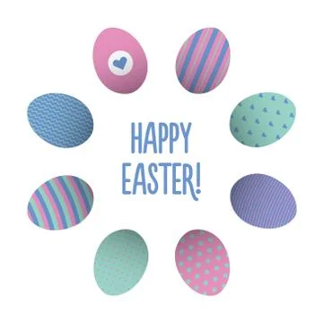 Set of colorful realistic easter eggs Stock Illustration