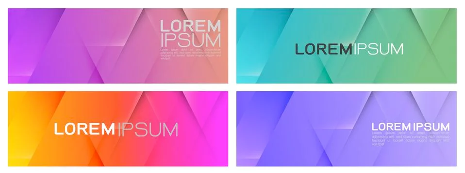 Set of colorful repeating triangles gradient geometric in contemporary style. Stock Illustration