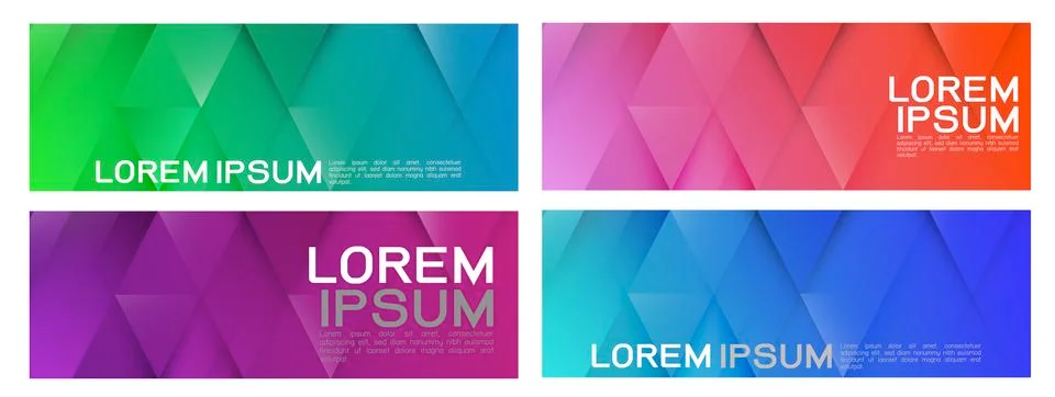 Set of colorful repeating triangles gradient geometric in overlaping style. Stock Illustration