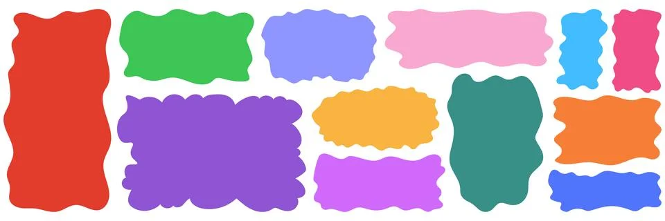 Set of colorful rough edge rectangles in bright palette, playful block coll.. Illustrazione stock
