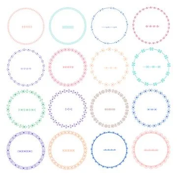 Set Of Colorful Round Frames For Decoration. Handmade Vector Illustration. Stock Illustration