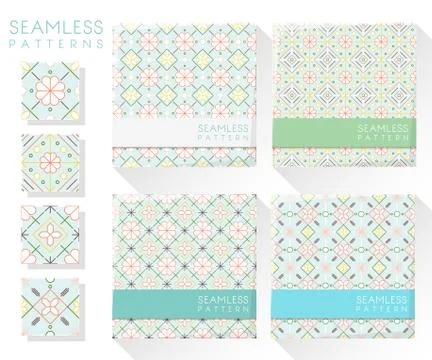 Set of colorful seamless patterns Stock Illustration