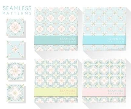 Set of colorful seamless patterns Stock Illustration