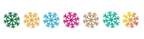 Set of colorful snowflake rotating animation. White screen Stock Footage 288689180