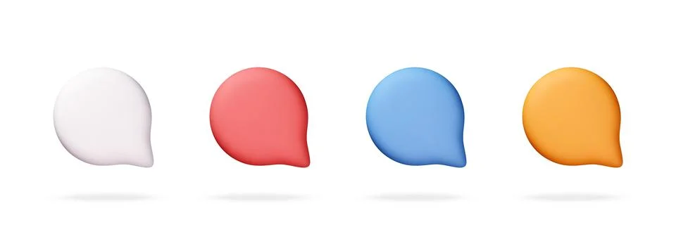 Set of colorful speech bubbles in 3d. Stock Illustration