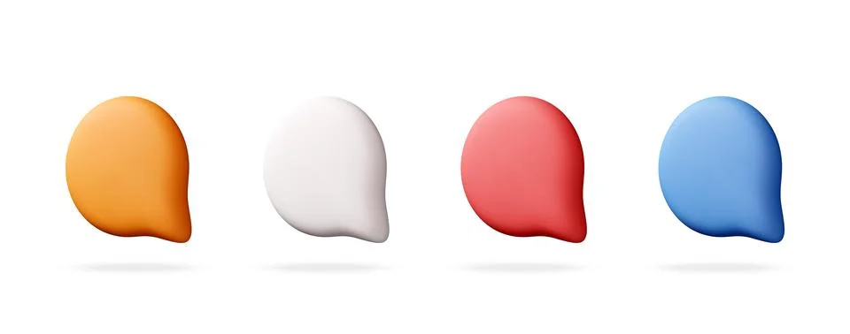 Set of colorful speech bubbles in 3d style. 스톡 일러스트