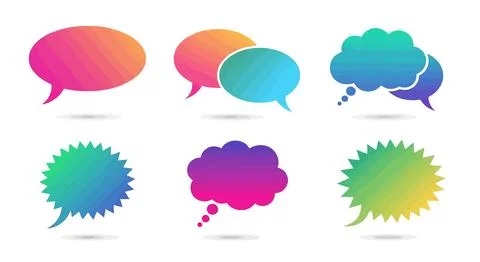 A set of colorful speech bubbles in different shapes Stock Illustration