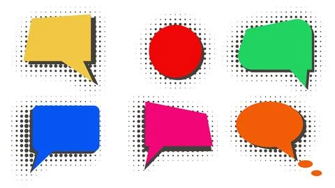 Set of colorful speech bubbles with halftone effect Stock Illustration
