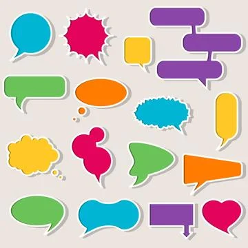 Set of colorful speech bubbles with shadows Stock Illustration