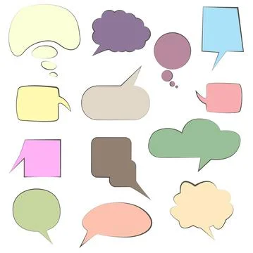 Set of colorful speech bubbles speech bubbles. Discussion bubbles, drawing ta Stock Illustration