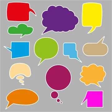 Set of colorful speech bubbles speech bubbles. Discussion bubbles, drawing ta Stock Illustration