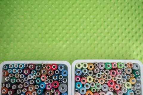 Set of colorful spools of thread Stock Photos