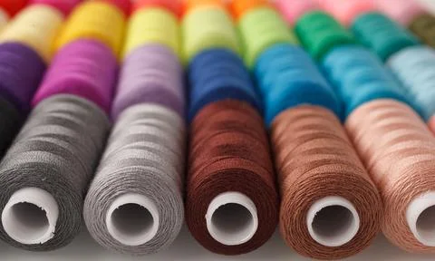 Set of colorful spools of thread Stock Photos
