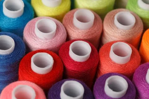 Set of colorful spools of thread Stock Photos