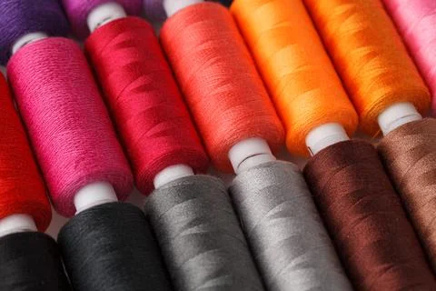 Set of colorful spools of thread Stock Photos