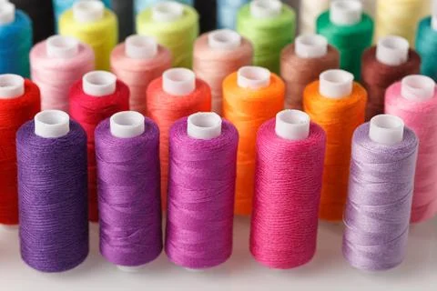 Set of colorful spools of thread 스톡 사진
