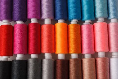 Set of colorful spools of thread 스톡 사진