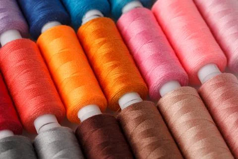 Set of colorful spools of thread Stock Photos