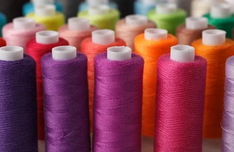 Set of colorful spools of thread 스톡 사진