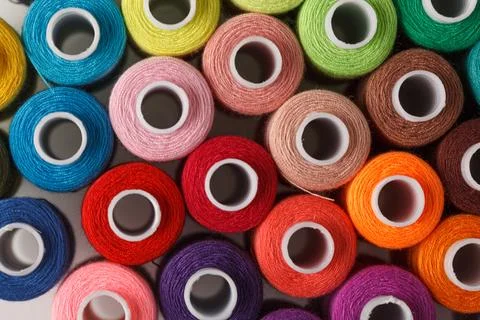 Set of colorful spools of thread Stock Photos