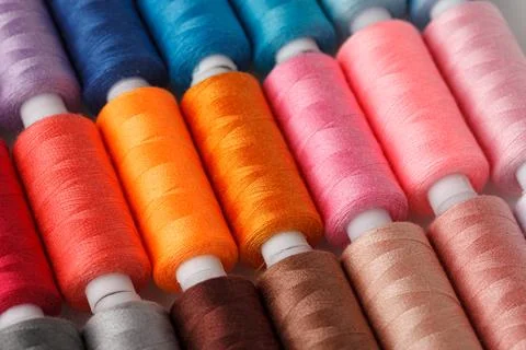 Set of colorful spools of thread 스톡 사진