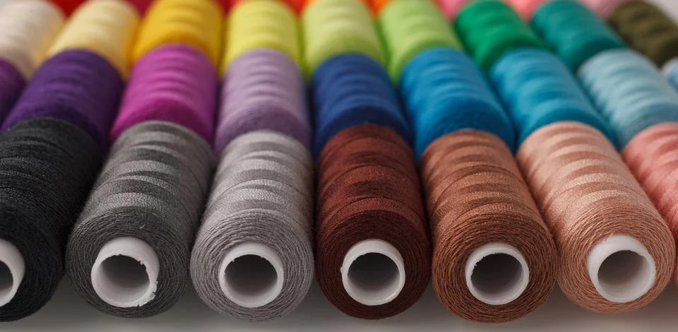 Set of colorful spools of thread Stock Photos