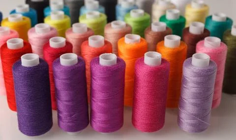 Set of colorful spools of thread 스톡 사진