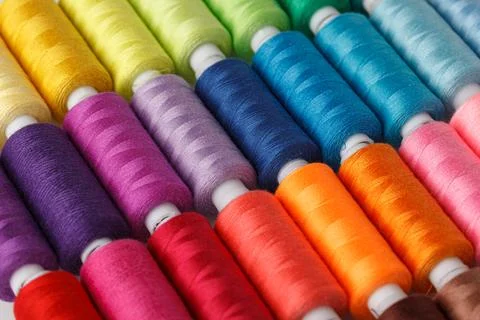 Set of colorful spools of thread Stock Photos