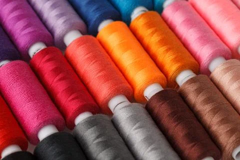 Set of colorful spools of thread Stock Photos