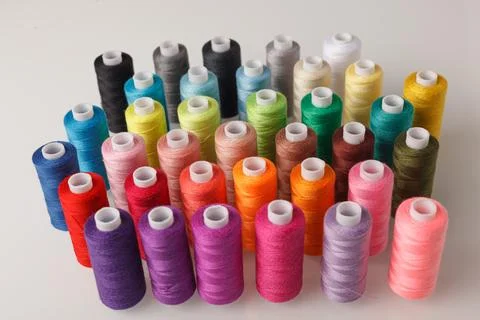 Set of colorful spools of thread Stock Photos