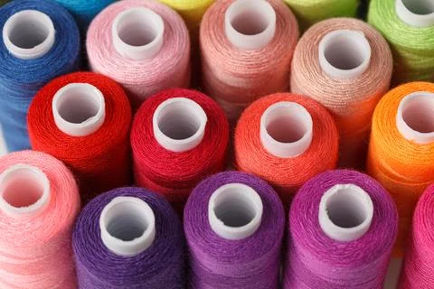 Set of colorful spools of thread Stock-Fotos