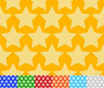 Set of colorful star backgrounds. Each tile is seamlessly repeatable. Stock Illustration