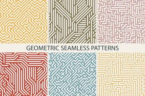 Set of colorful striped seamless vector patterns - digital delicate design Illustrazione stock